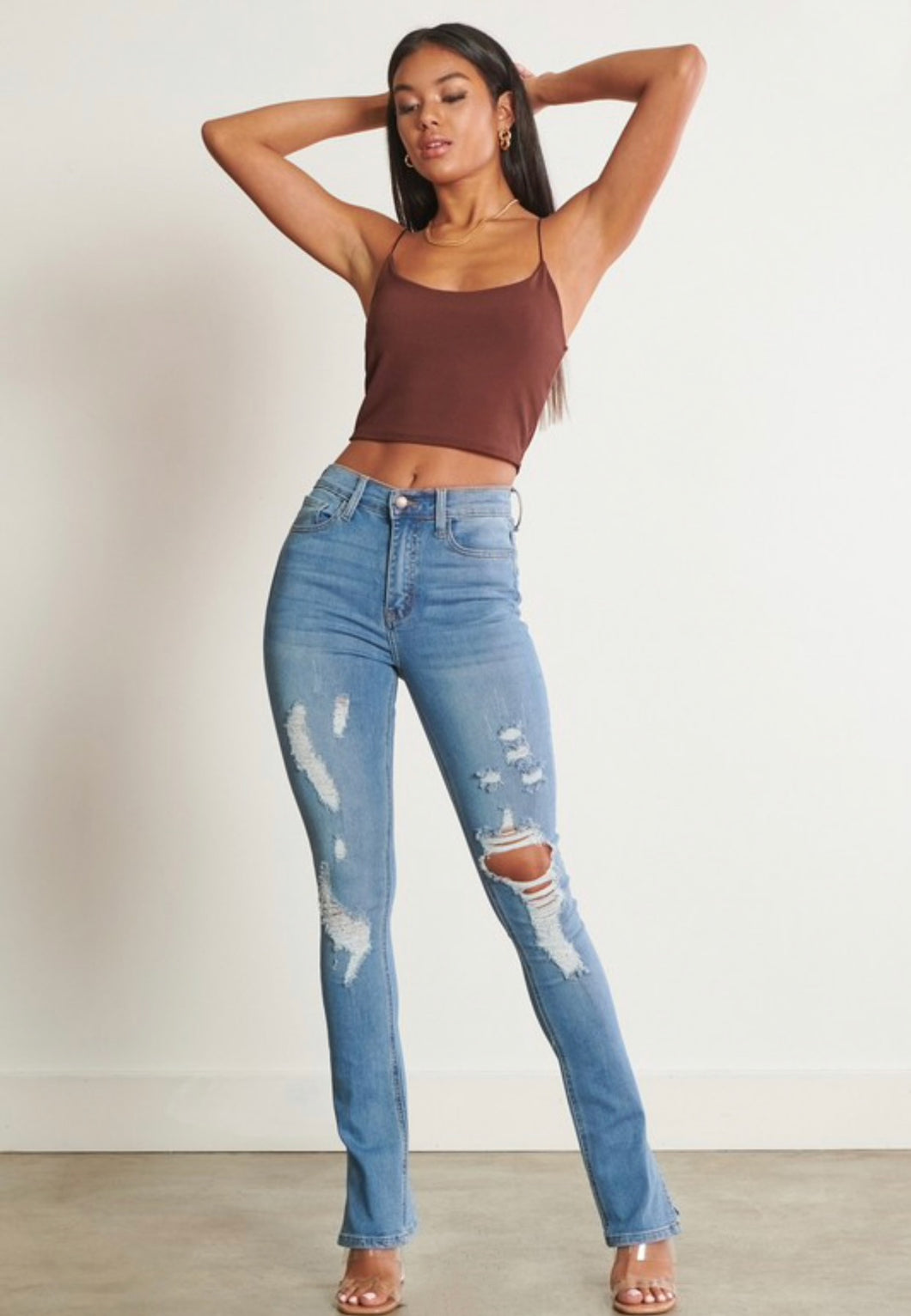 Distressed Slit Bootcut